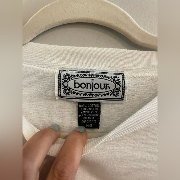 White Bonjour T Shirt with Daisy - Picture 4 of 5